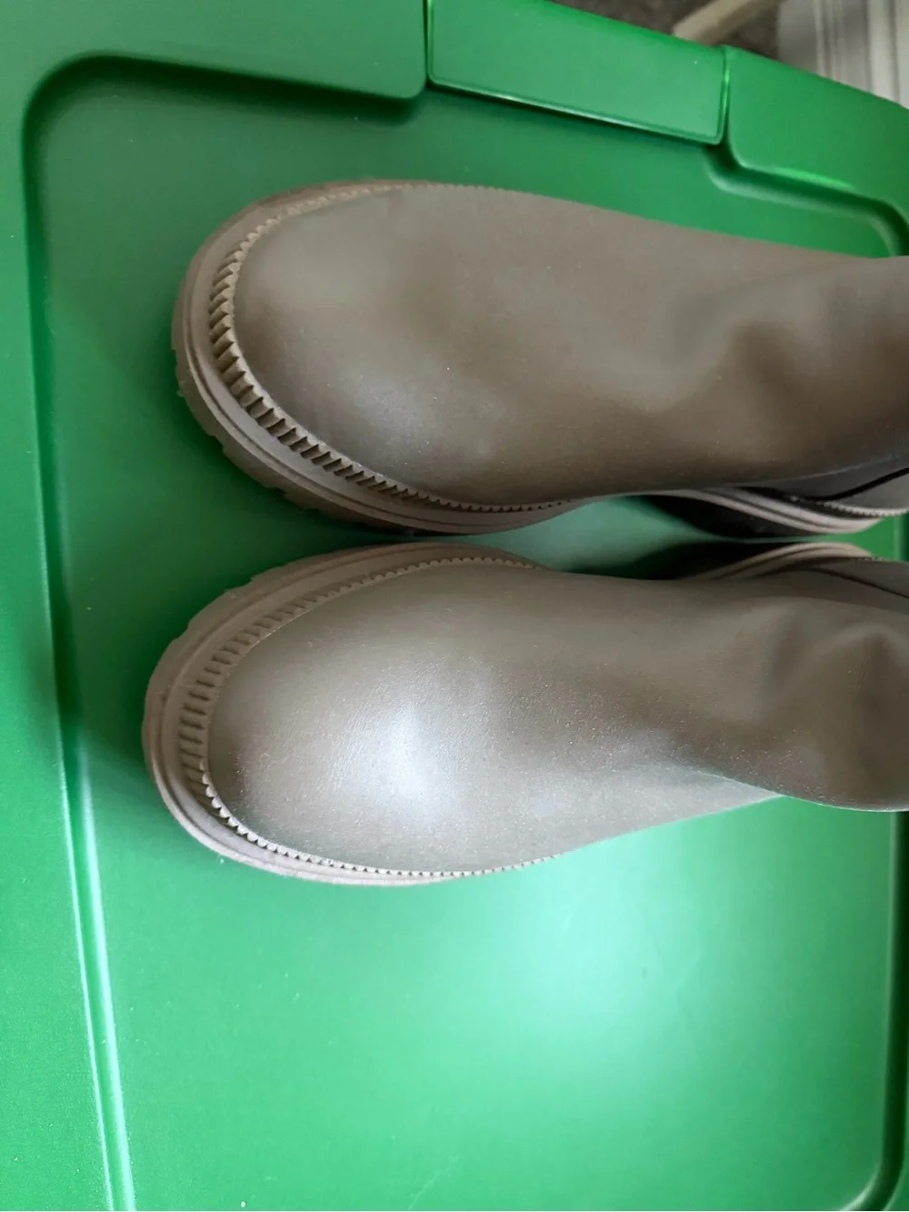 H&M Tall Faux Leather Lug Sole Boots in Taupe